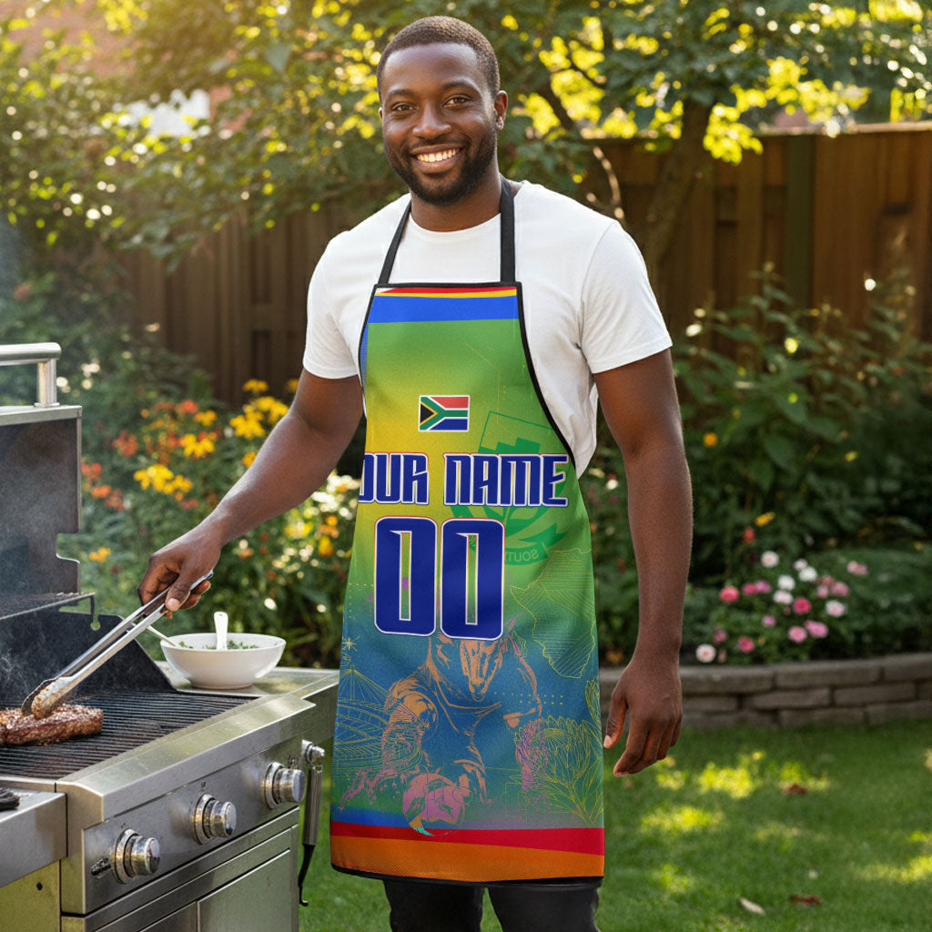 Personalized South Africa Football Apron Springbok Champion Soccer Mascot Protea