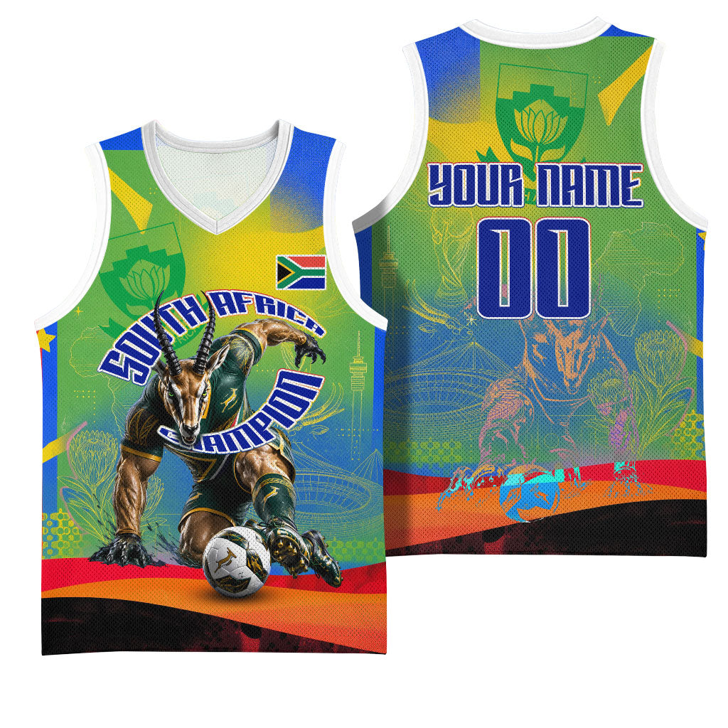 Personalized South Africa Football Basketball Jersey Springbok Champion Soccer Mascot Protea