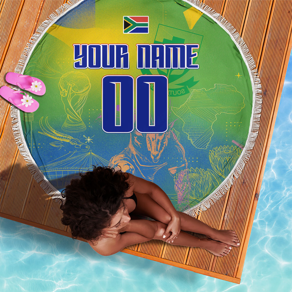 Personalized South Africa Football Beach Blanket Springbok Champion Soccer Mascot Protea