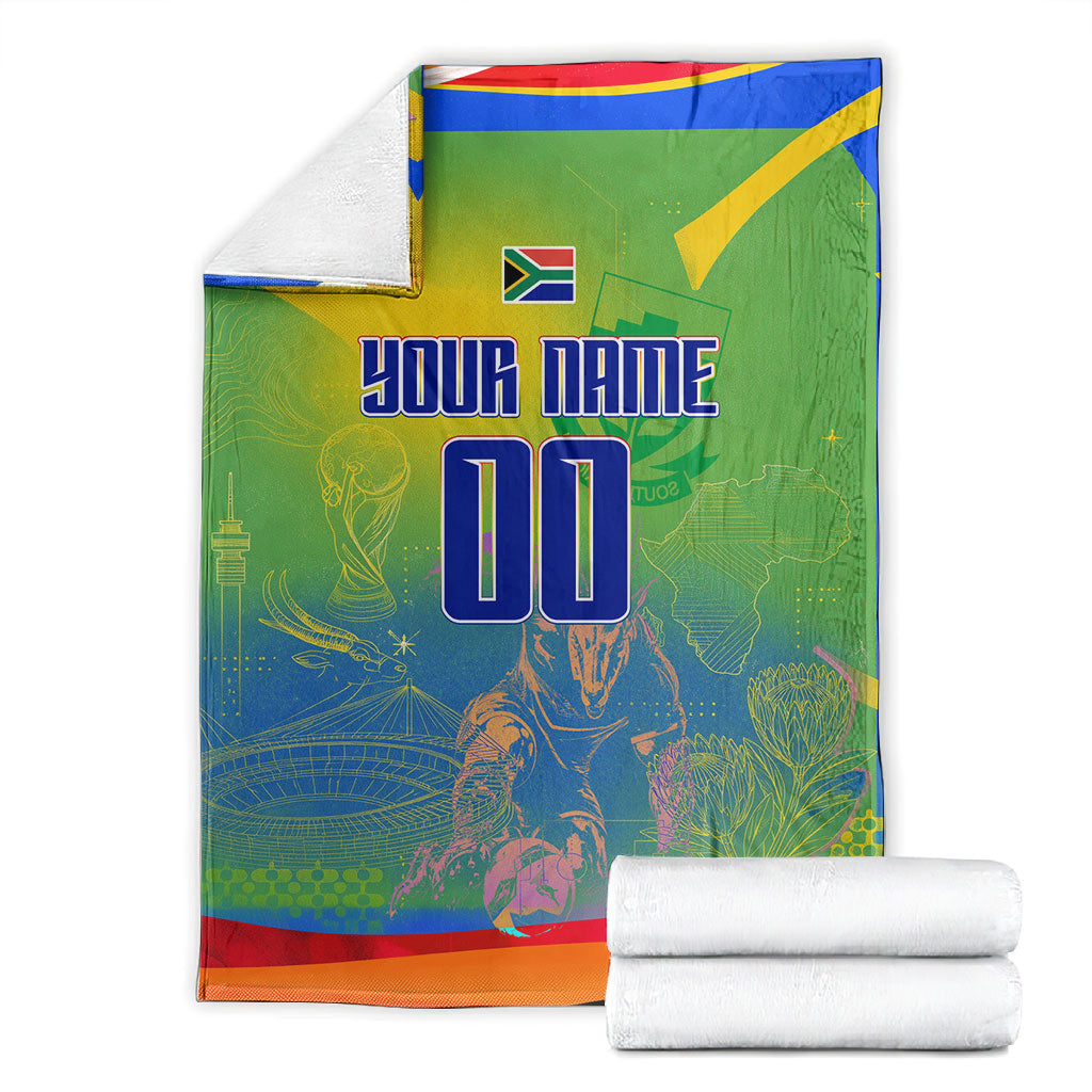 Personalized South Africa Football Blanket Springbok Champion Soccer Mascot Protea