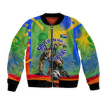 Personalized South Africa Football Bomber Jacket Springbok Champion Soccer Mascot Protea