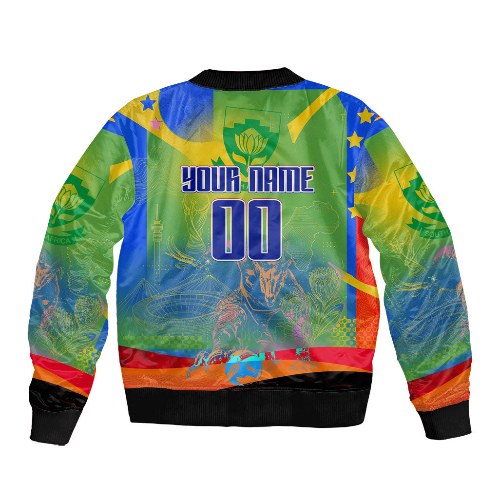 Personalized South Africa Football Bomber Jacket Springbok Champion Soccer Mascot Protea