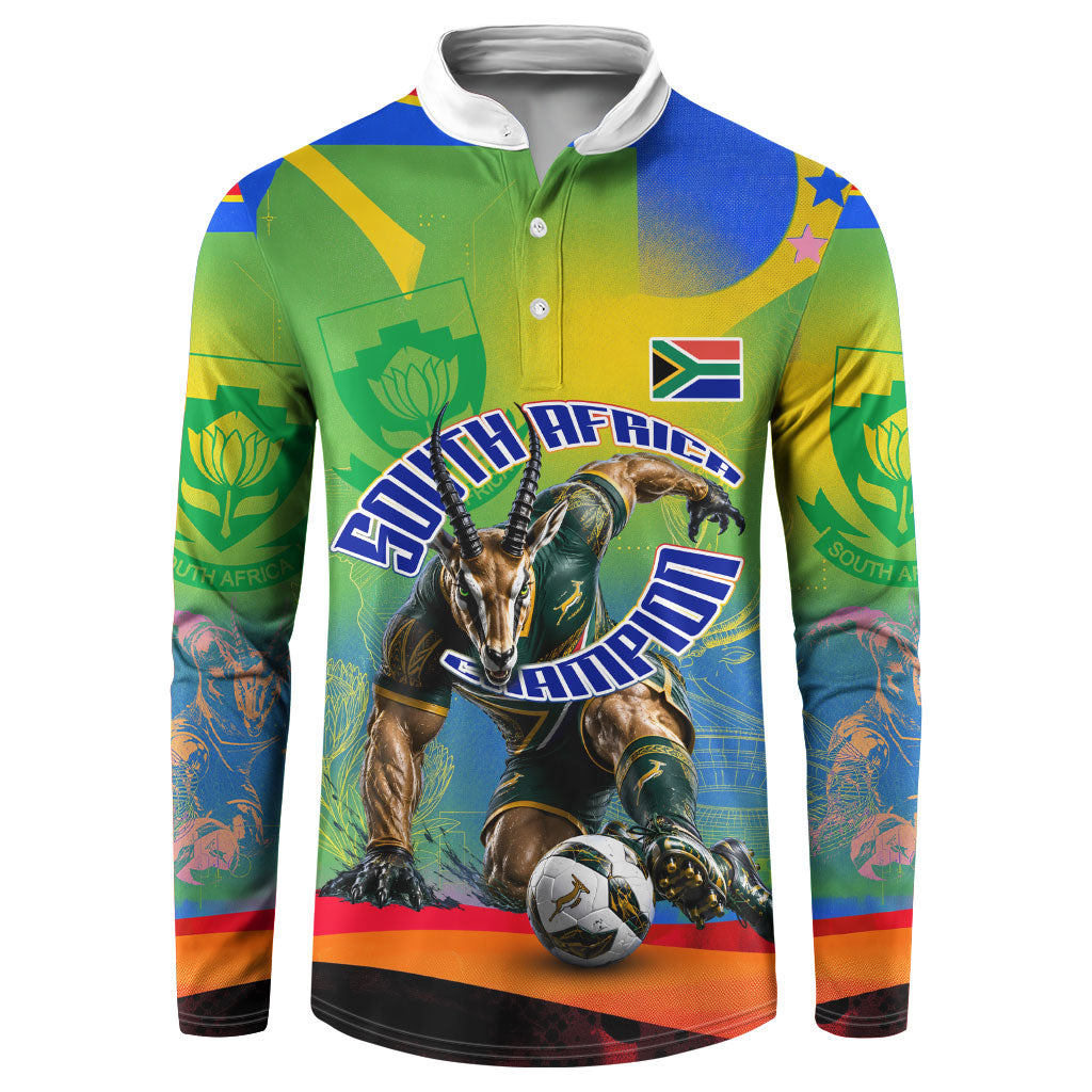 Personalized South Africa Football Button Sweatshirt Springbok Champion Soccer Mascot Protea