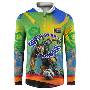 Personalized South Africa Football Button Sweatshirt Springbok Champion Soccer Mascot Protea