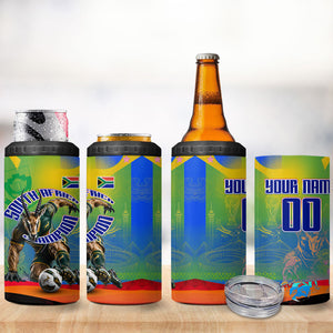 Personalized South Africa Football 4 in 1 Can Cooler Tumbler Springbok Champion Soccer Mascot Protea