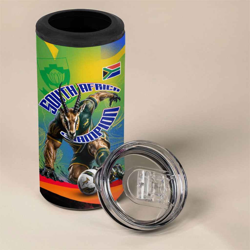 Personalized South Africa Football 4 in 1 Can Cooler Tumbler Springbok Champion Soccer Mascot Protea