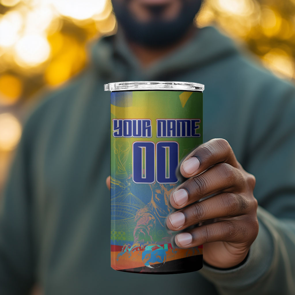 Personalized South Africa Football 4 in 1 Can Cooler Tumbler Springbok Champion Soccer Mascot Protea