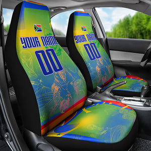 Personalized South Africa Football Car Seat Cover Springbok Champion Soccer Mascot Protea