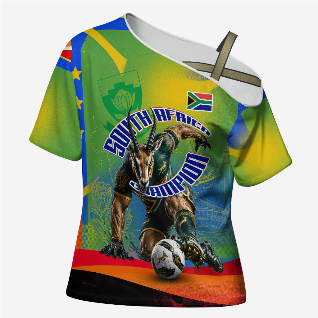 Personalized South Africa Football Cross Shoulder Shirt Springbok Champion Soccer Mascot Protea
