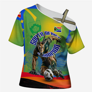 Personalized South Africa Football Cross Shoulder Shirt Springbok Champion Soccer Mascot Protea
