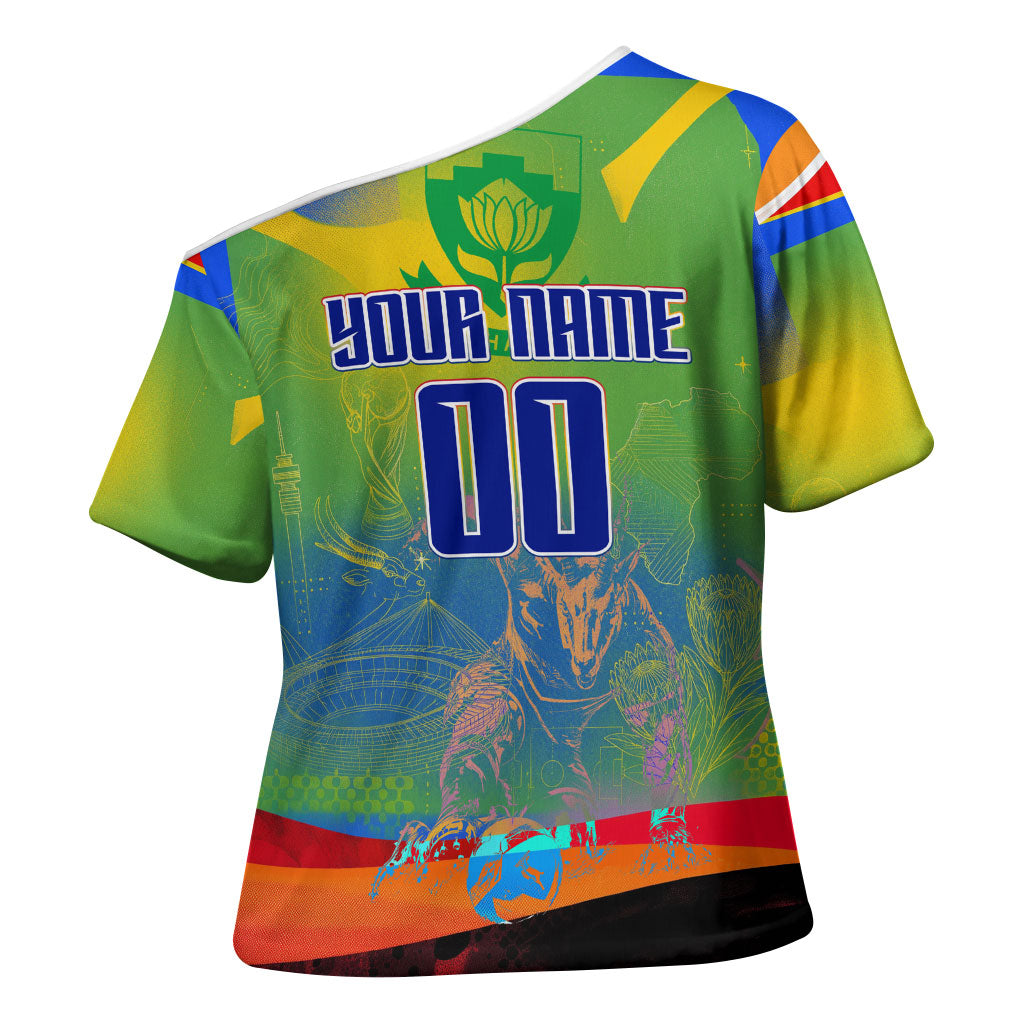 Personalized South Africa Football Cross Shoulder Shirt Springbok Champion Soccer Mascot Protea