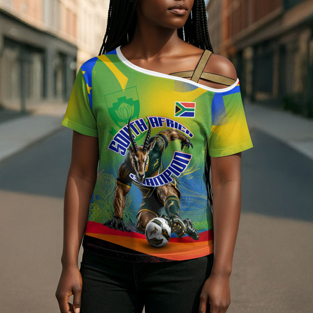 Personalized South Africa Football Cross Shoulder Shirt Springbok Champion Soccer Mascot Protea