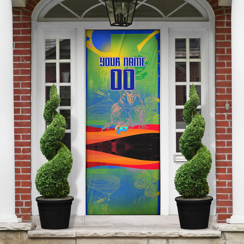 Personalized South Africa Football Door Cover Springbok Champion Soccer Mascot Protea
