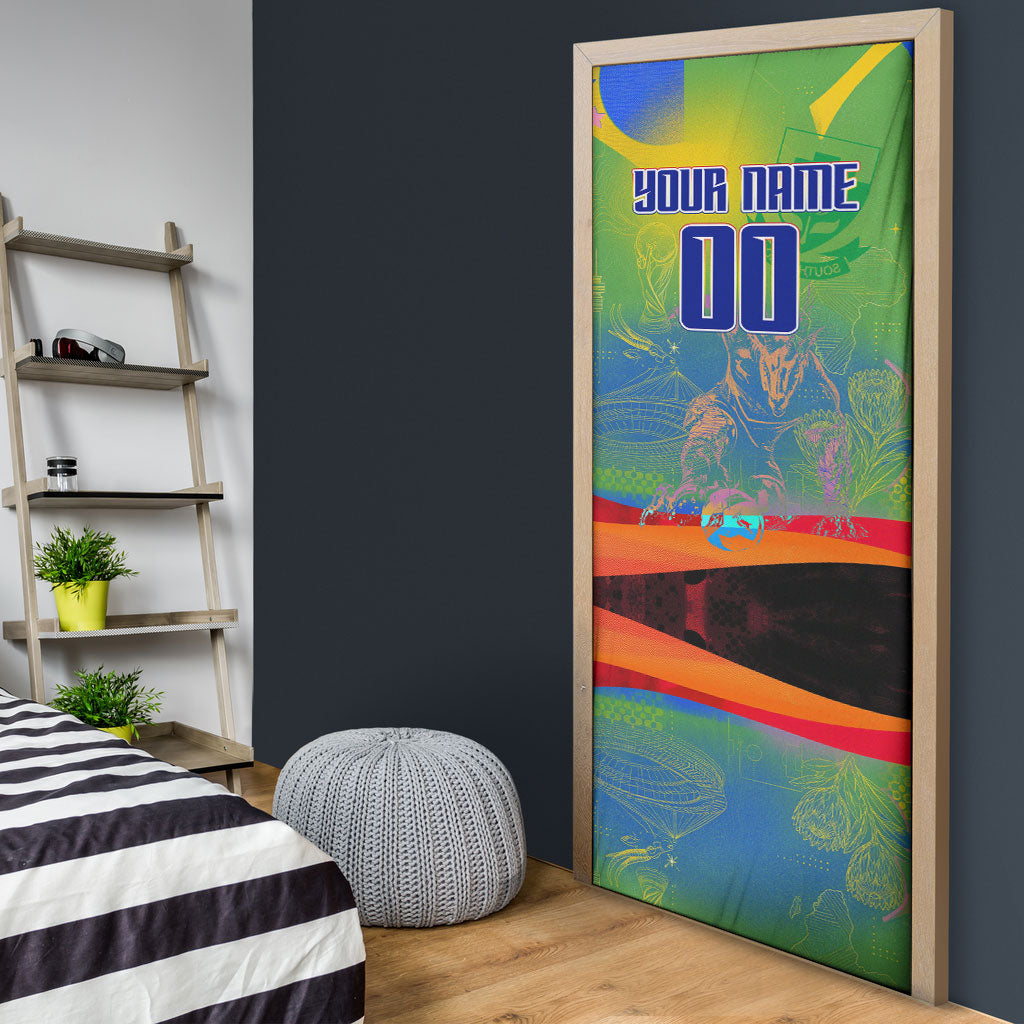 Personalized South Africa Football Door Cover Springbok Champion Soccer Mascot Protea
