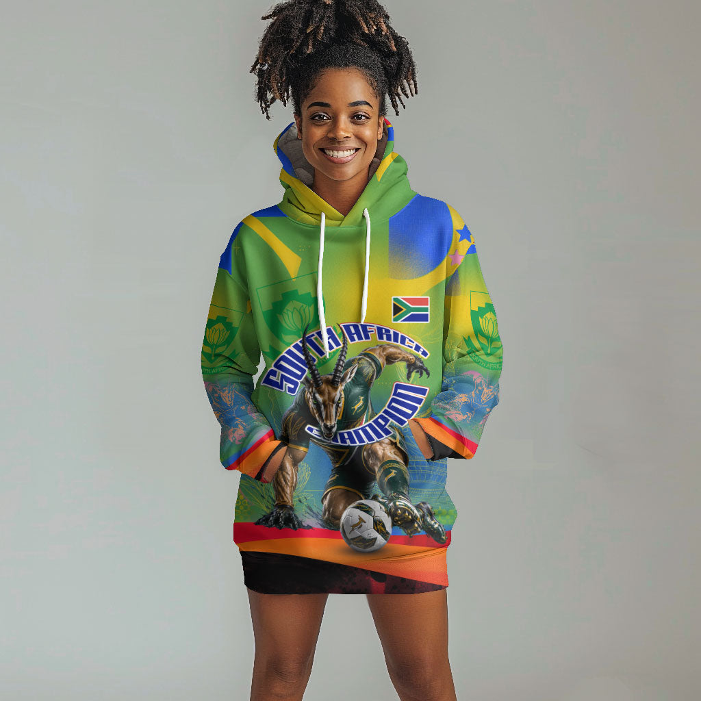 Personalized South Africa Football Hoodie Dress Springbok Champion Soccer Mascot Protea