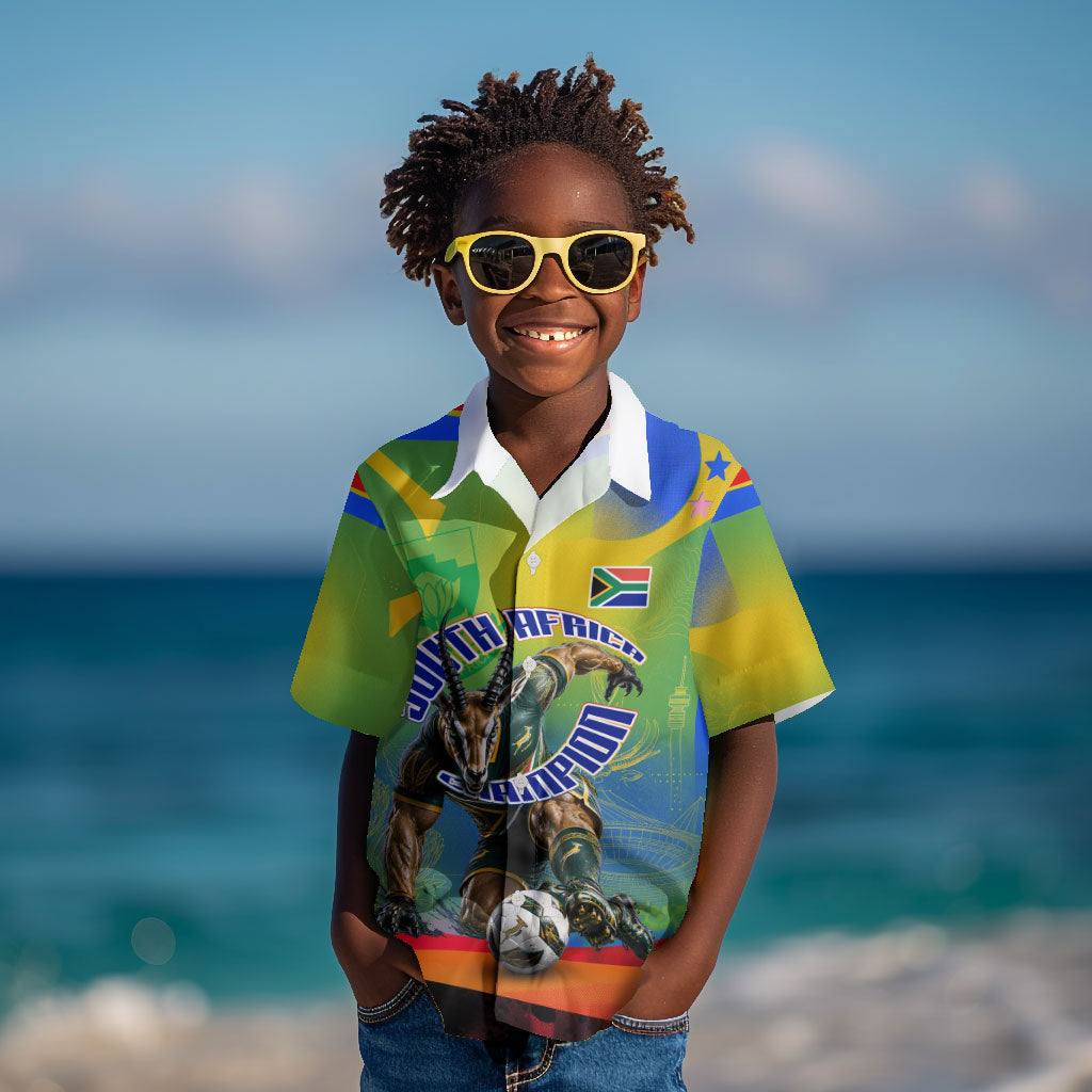 Personalized South Africa Football Kid Hawaiian Shirt Springbok Champion Soccer Mascot Protea