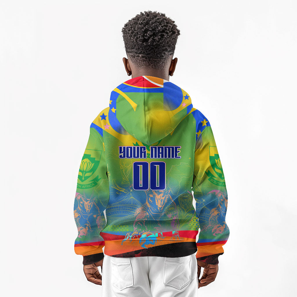 Personalized South Africa Football Kid Hoodie Springbok Champion Soccer Mascot Protea