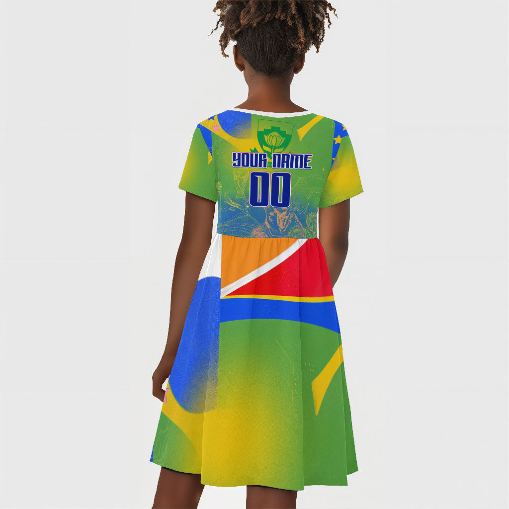Personalized South Africa Football Kid Short Sleeve Dress Springbok Champion Soccer Mascot Protea