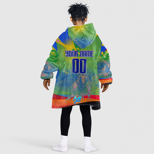 Personalized South Africa Football Kid Wearable Blanket Hoodie Springbok Champion Soccer Mascot Protea