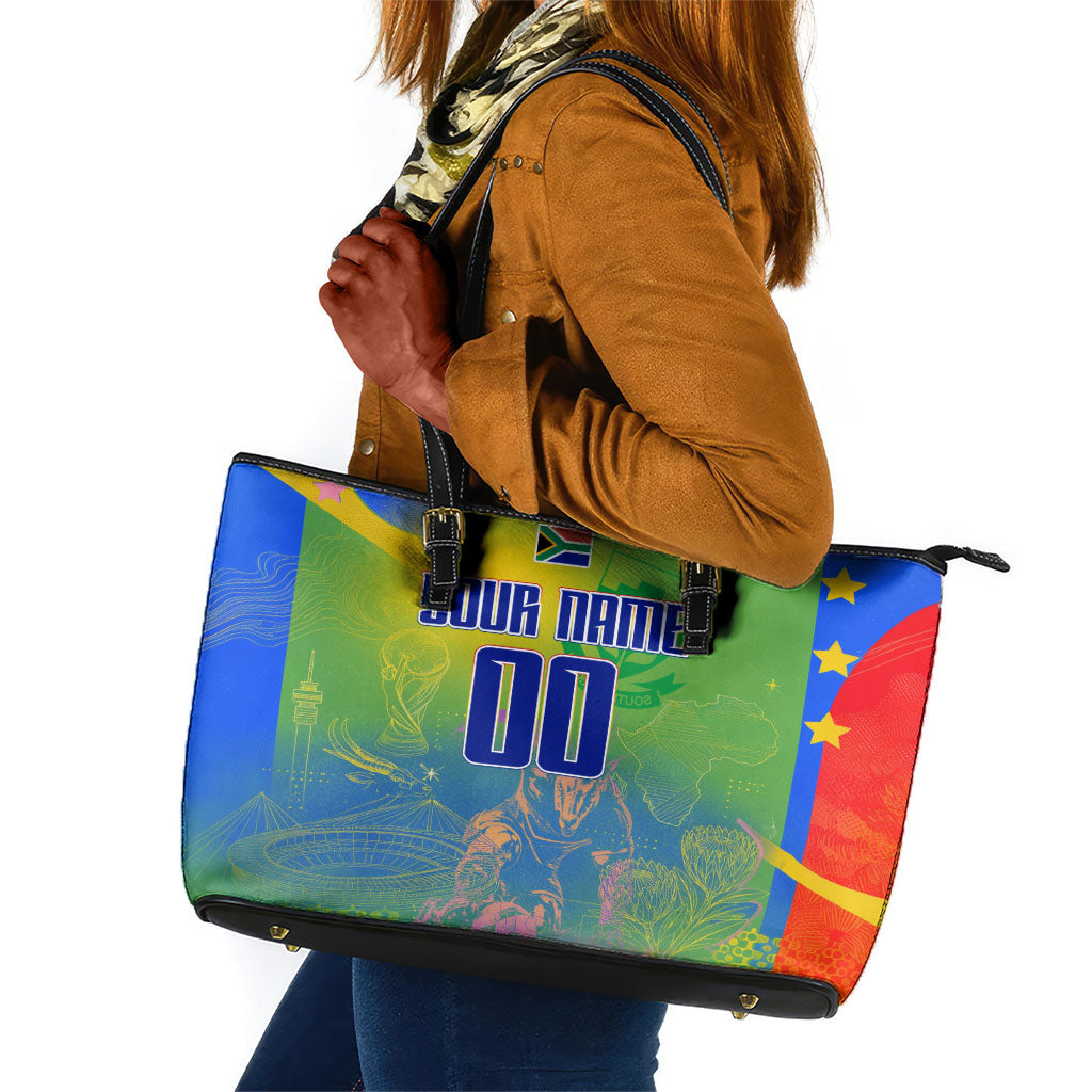 Personalized South Africa Football Leather Tote Bag Springbok Champion Soccer Mascot Protea