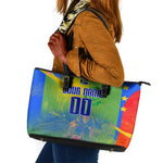Personalized South Africa Football Leather Tote Bag Springbok Champion Soccer Mascot Protea