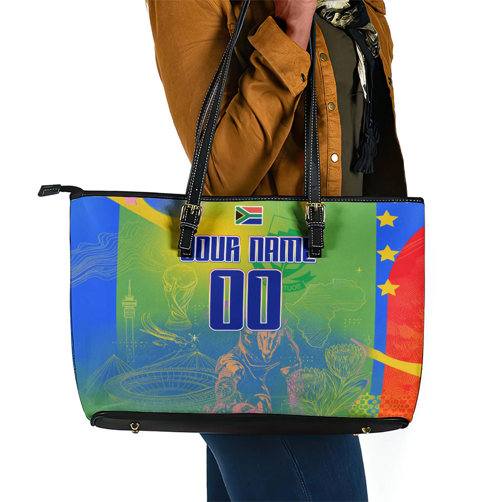 Personalized South Africa Football Leather Tote Bag Springbok Champion Soccer Mascot Protea