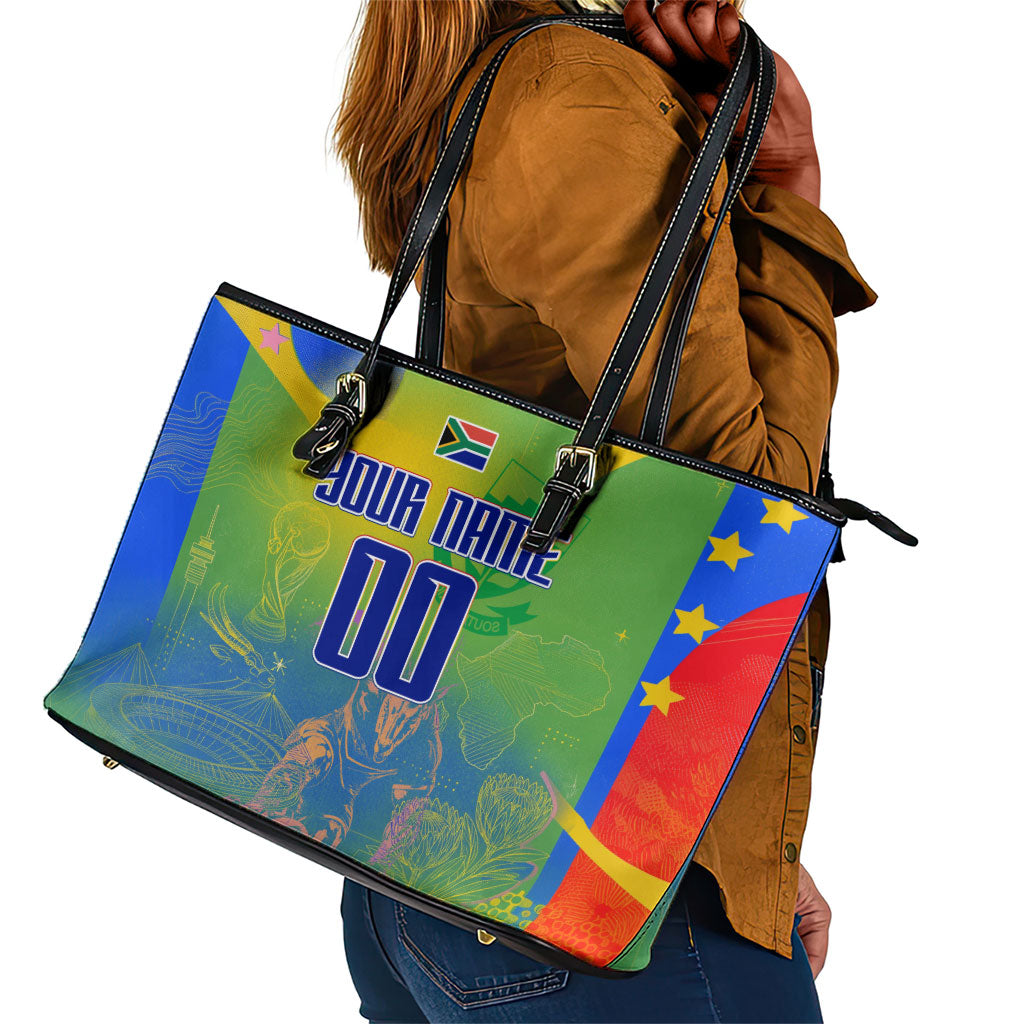 Personalized South Africa Football Leather Tote Bag Springbok Champion Soccer Mascot Protea