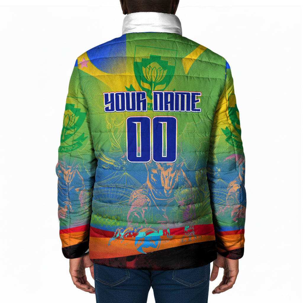 Personalized South Africa Football Padded Jacket Springbok Champion Soccer Mascot Protea