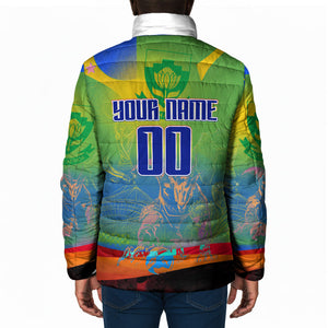 Personalized South Africa Football Padded Jacket Springbok Champion Soccer Mascot Protea