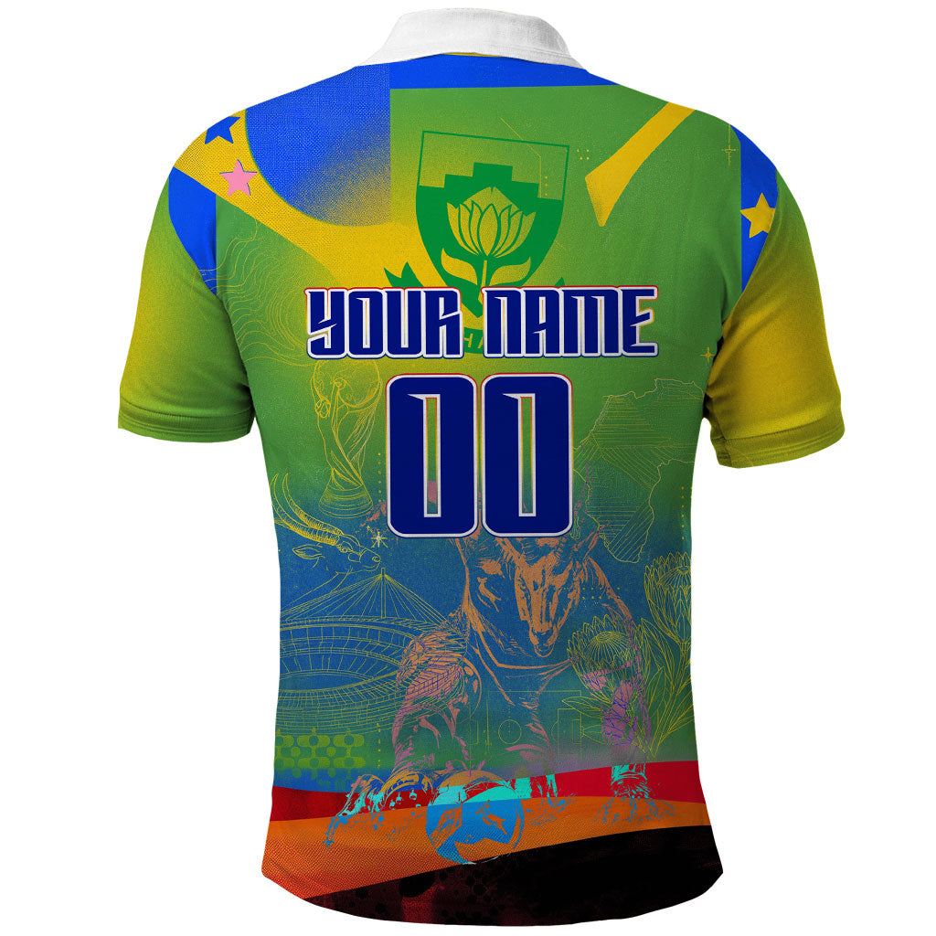 Personalized South Africa Football Polo Shirt Springbok Champion Soccer Mascot Protea