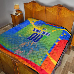 Personalized South Africa Football Quilt Springbok Champion Soccer Mascot Protea