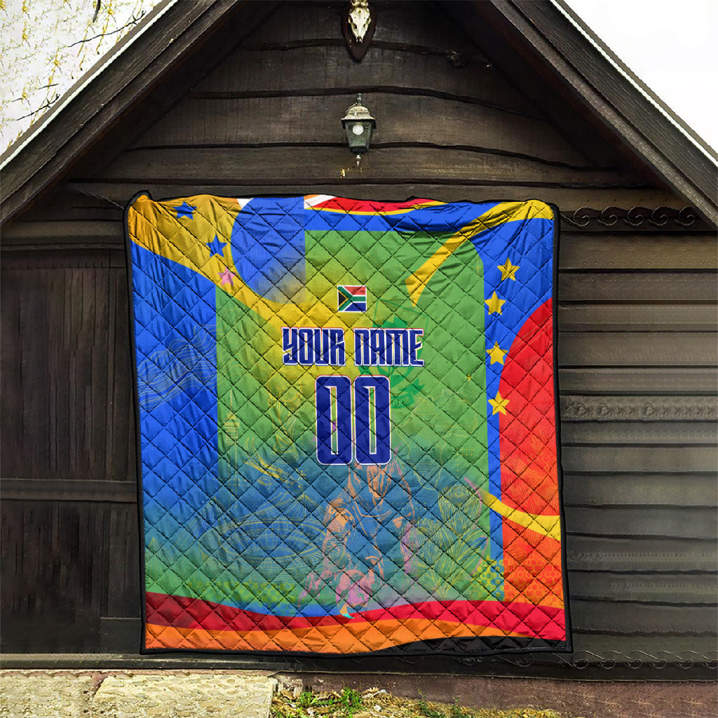 Personalized South Africa Football Quilt Springbok Champion Soccer Mascot Protea
