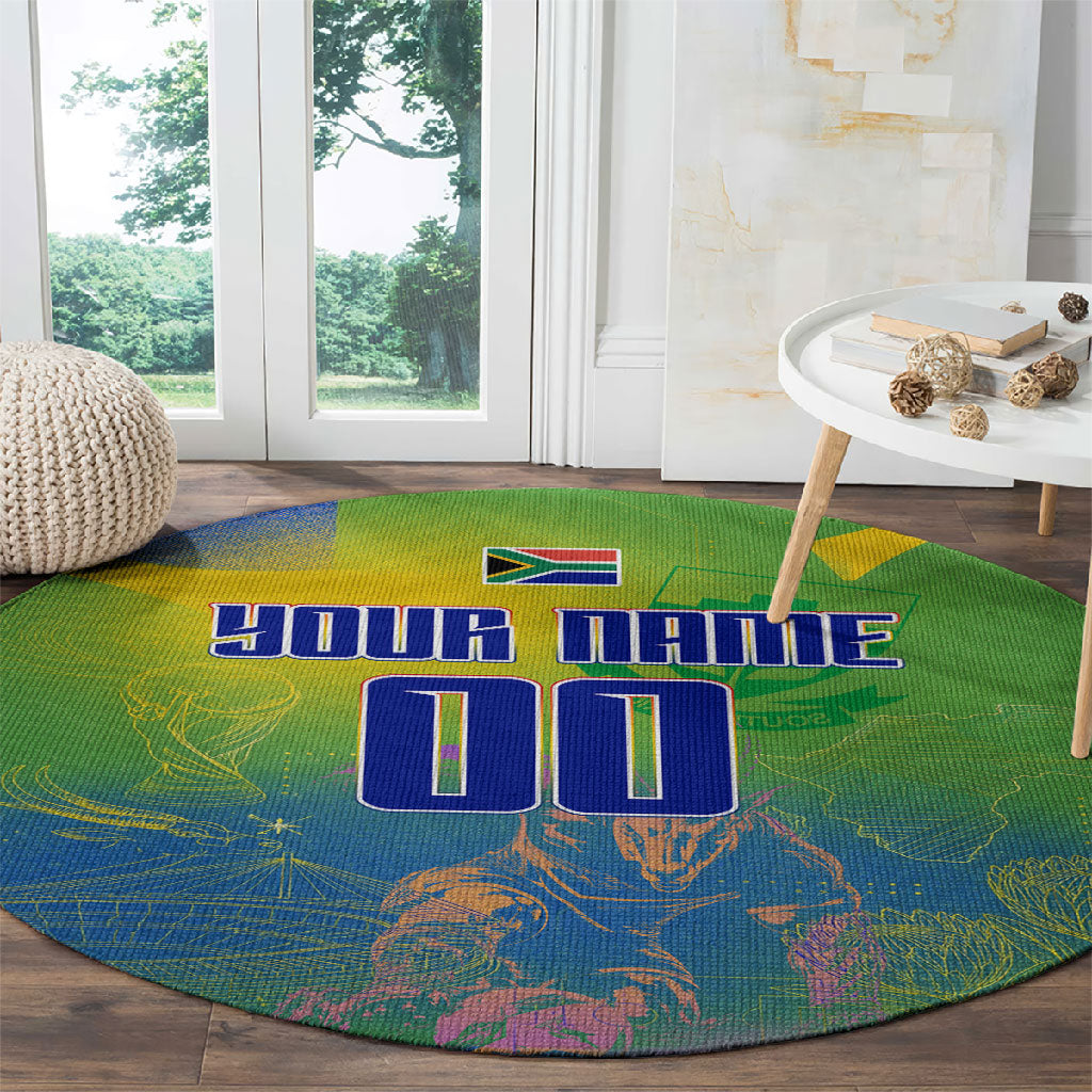 Personalized South Africa Football Round Carpet Springbok Champion Soccer Mascot Protea