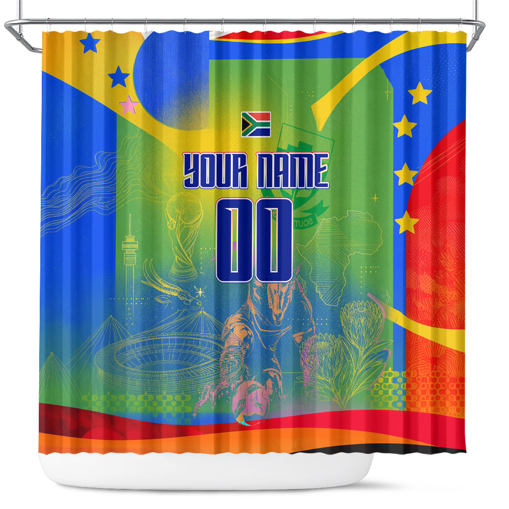 Personalized South Africa Football Shower Curtain Springbok Champion Soccer Mascot Protea