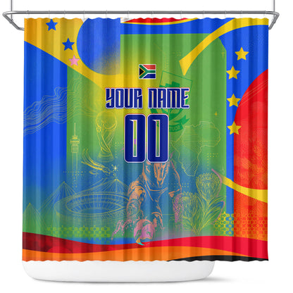 Personalized South Africa Football Shower Curtain Springbok Champion Soccer Mascot Protea