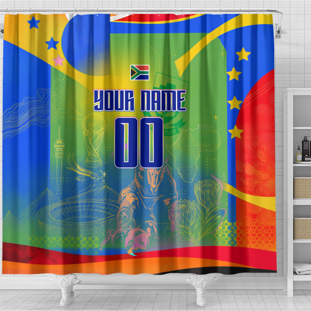 Personalized South Africa Football Shower Curtain Springbok Champion Soccer Mascot Protea