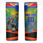 Personalized South Africa Football Skinny Tumbler Springbok Champion Soccer Mascot Protea