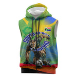 Personalized South Africa Football Sleeveless Zip Hoodie Springbok Champion Soccer Mascot Protea