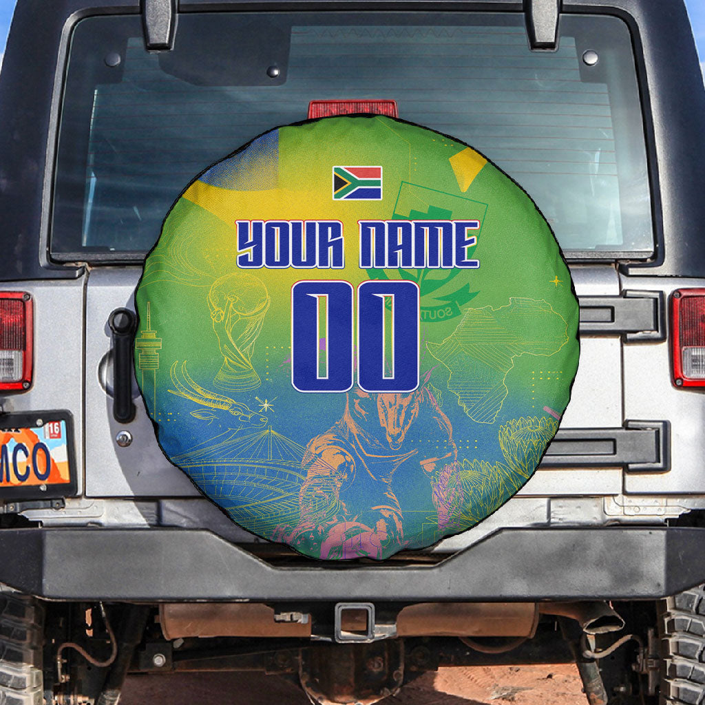 Personalized South Africa Football Spare Tire Cover Springbok Champion Soccer Mascot Protea