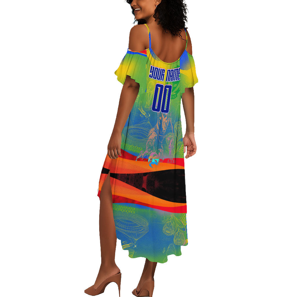 Personalized South Africa Football Summer Maxi Dress Springbok Champion Soccer Mascot Protea