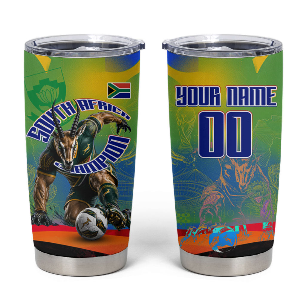 Personalized South Africa Football Tumbler Cup Springbok Champion Soccer Mascot Protea