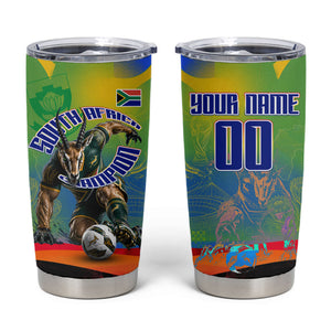 Personalized South Africa Football Tumbler Cup Springbok Champion Soccer Mascot Protea