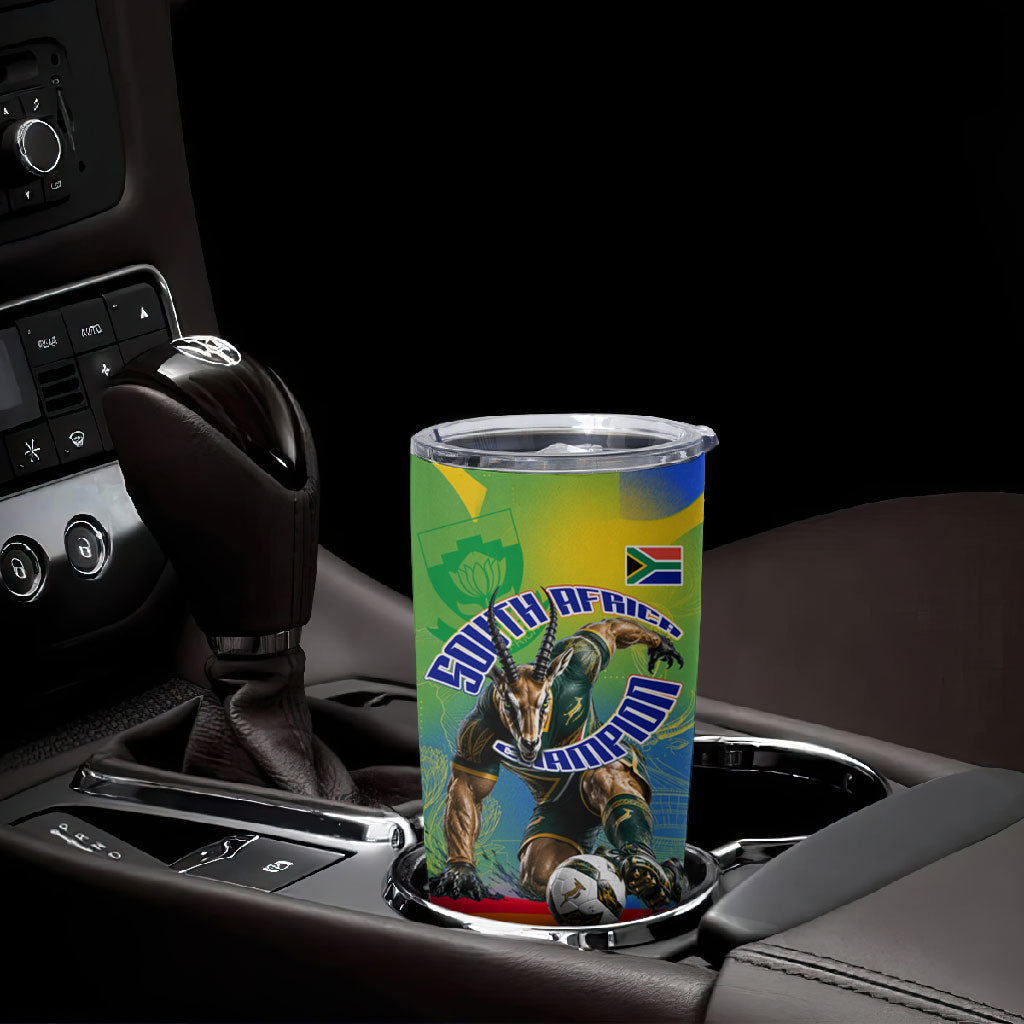 Personalized South Africa Football Tumbler Cup Springbok Champion Soccer Mascot Protea