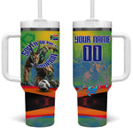 Personalized South Africa Football Tumbler With Handle Springbok Champion Soccer Mascot Protea