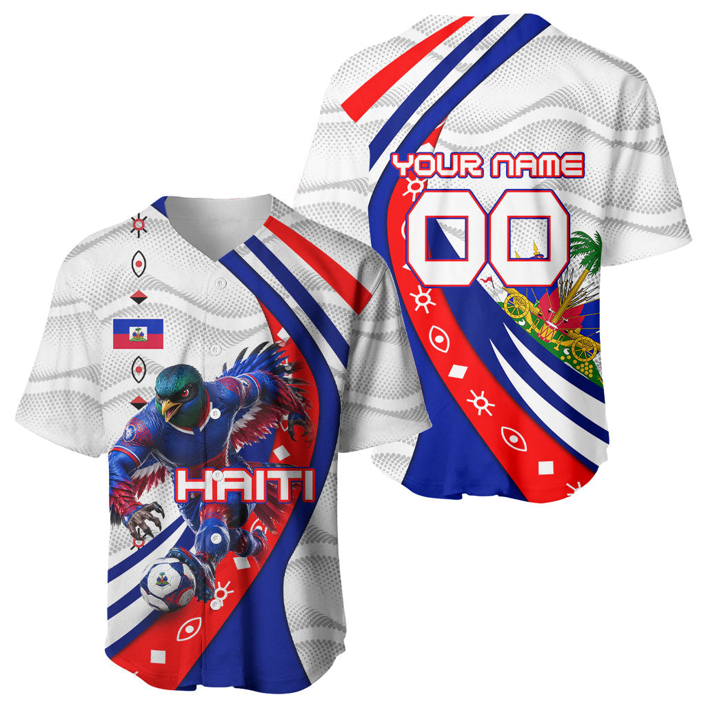 Personalized Haiti Football Trogon Bird Baseball Jersey Les Grenadiers National Flag Art Caribbean