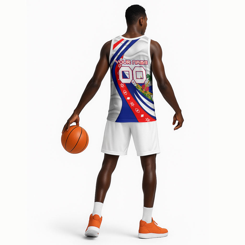 Personalized Haiti Football Trogon Bird Basketball Jersey Les Grenadiers National Flag Art Caribbean