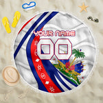Personalized Haiti Football Trogon Bird Beach Blanket Les Grenadiers National Flag Art Caribbean