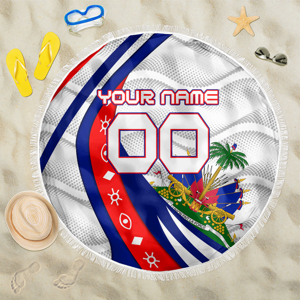 Personalized Haiti Football Trogon Bird Beach Blanket Les Grenadiers National Flag Art Caribbean