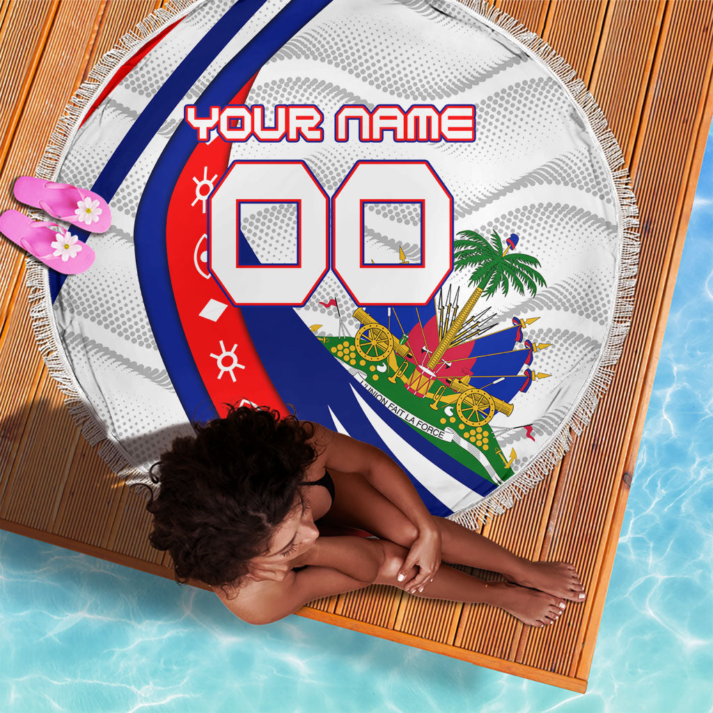 Personalized Haiti Football Trogon Bird Beach Blanket Les Grenadiers National Flag Art Caribbean