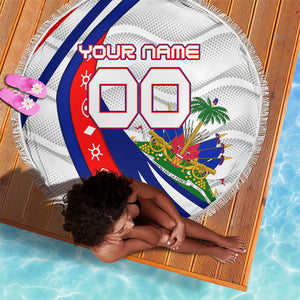 Personalized Haiti Football Trogon Bird Beach Blanket Les Grenadiers National Flag Art Caribbean